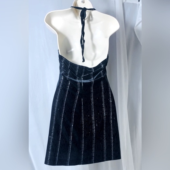 Black Velvet and Silver Sparkle Halter Tie Dress. Very Shiny. - Picture 5 of 6